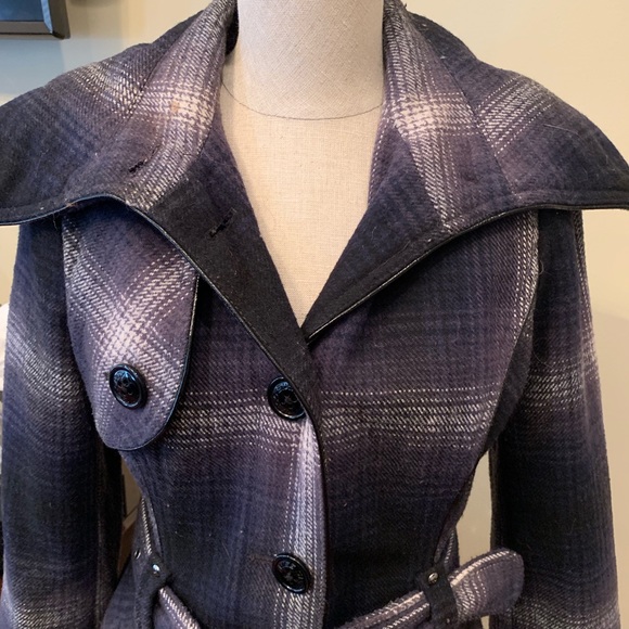 Blue wool pea coat with belted waist - Picture 3 of 7